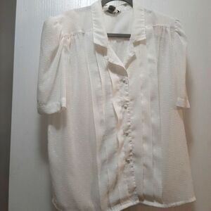 Vintage Allison Smith Career Button Down Shirt Short Sleeve White Size 14